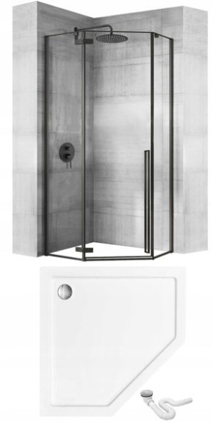 Kabina Diamond Pięciokątna 90x90 + Brodzik Biały