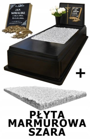 Plastikowy nagrobek pojedynczy + płyta marmurowa