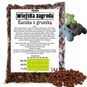 Wiejska Zagroda Kaczka z gruszką 1kg (na wagę) karma dla psa