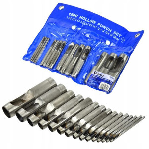 Przebijaki Skóry Gumy Dziurkacze 15szt 2-22mm Geko