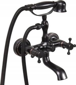 Bateria Wannowa Czarna Kran Mosiądz Retro Black 1