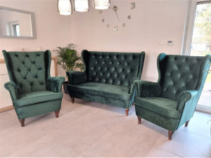 KOMPLET SOFA 2 osobowa + 2 FOTELE USZAK