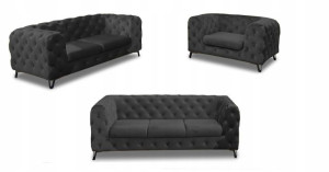 Piękny KOMPLET SKANDYNAWSKI sofa 3 2 1 GLAMOUR