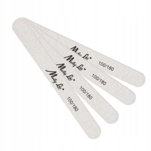 50x Molly Lac Pilnik drewniany do paznokci slim prosty 100/180 eko szary ze