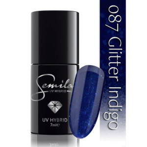 Semilac 087 Glitter Indigo 7ml kolorowy lakier hybrydowy