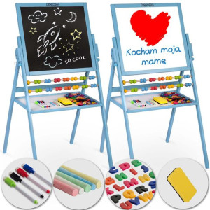 Magnetyczna kredowa tablica obrotowa dla dzieci Ricokids - niebieska