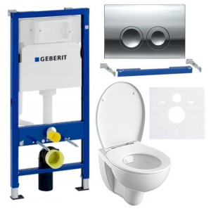 Zestaw Podtynkowy Stelaż Do Wc Geberit Miska Koło Przycisk Chrom Połysk