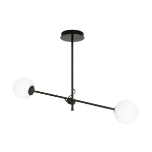 Lampa Sufitowa Czarna Borg 2 Szklane Klosze Kula