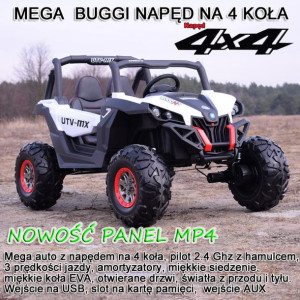 !HIT! MEGA Auto na akumulator dla 2 dzieci+PANEL DOTYKOWY MP4 z BAJKAMI