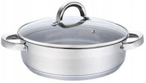Garnek Niski Szeroki Stal Solidny Śr. 28x10cm / 6l