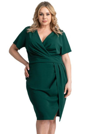 Sukienka BARI kopertowa z rozcięciem zielona 50 PLUS SIZE