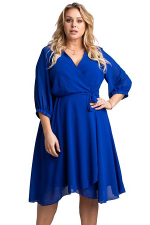 Sukienka NATALY gładka chaber 48 PLUS SIZE