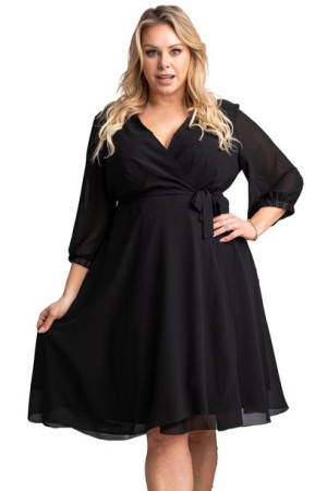 Sukienka NATALY gładka czarna 54 PLUS SIZE