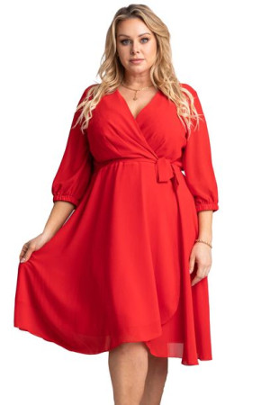 Sukienka NATALY gładka czerwona 48 PLUS SIZE
