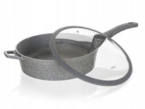 PATELNIA GŁĘBOKA z pokrywą ALUMINIUM 28 cm GRANITE