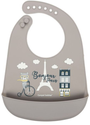 Canpol babies śliniak silikonowy Bonjour Paris Beż 74/027
