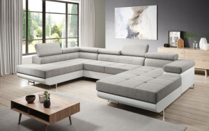 Duży Narożnik Z Funkcją Spania Kanapa Sofa Lotus U