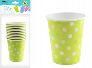Kubki Papierowe Groszki Zielone 12 Szt 270 Ml