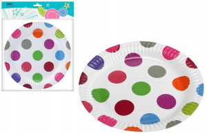 TALERZ TALERZYKI PAPIEROWE w kropki 18 cm 6szt
