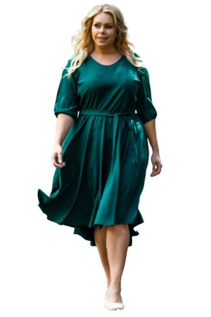 Sukienka OLIWIA z paskiem zielona 50 PLUS SIZE