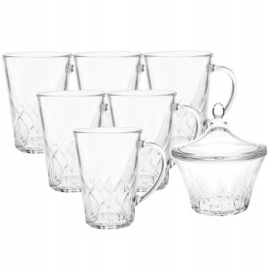 KOMPLET 6x 250 ml SZKLANKA + Cukierniczka LUMINARC