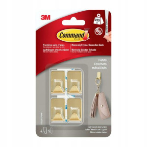 3M Command 4 Haczyki Dekoracyjne Złote Plastikowe + 5 Pasków 17032G..