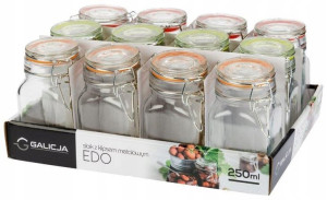 SZKLANY POJEMNIK mały słoik NA KLIPS 12 x 250 ml
