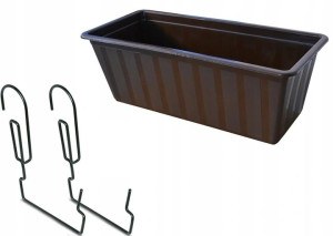 Doniczka plastikowa balkonowa BRĄZ 40cm+ 2 UCHWYTY