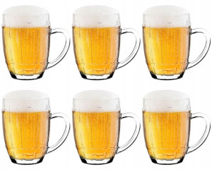 SZKLANY KUFEL na do piwa napoje z uchem 6 x 520 ml