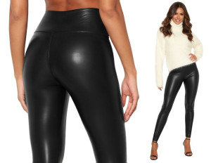 Legginsy Ocieplane Woskowane Spodnie Latex Skóra