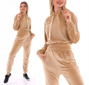 Komplet Dresowy Welurowy Dres Damski Kolory