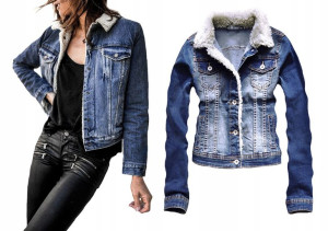 Kurtka Jeansowa Katana Kołnierz Miś Jeans