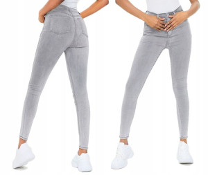 Szare Jeansy Spodnie Wyszczuplające Modelujące