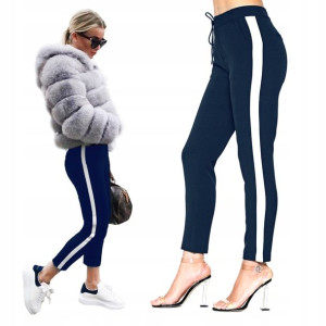 Spodnie Dresowe Lampasy Jogger Damskie Lampas