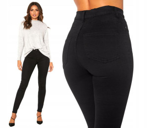 Spodnie Wyszczuplające Klasyczne Wysoki Stan Jeans