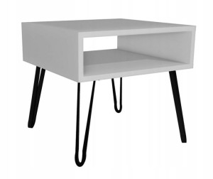 Stolik kawowy biały loftowy nogi czarne 50x50cm LOFT