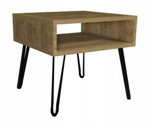 Stolik kawowy dąb artisan GLAMOUR nogi czarne 50x50cm LOFT