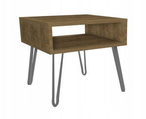 Stolik kawowy dąb craft GLAMOUR nogi srebrne 50x50cm LOFT