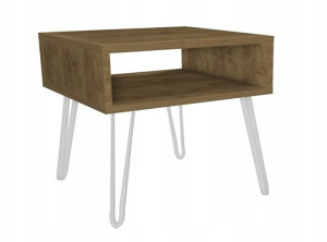 Stolik kawowy dąb craft GLAMOUR nogi białe 50x50cm LOFT