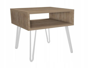 Stolik kawowy dąb sonoma GLAMOUR nogi białe 50x50cm LOFT
