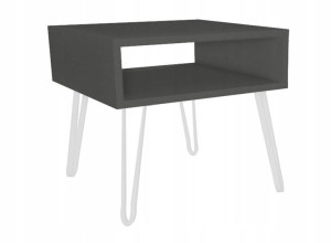 Stolik kawowy szary GLAMOUR nogi białe 50x50cm LOFT