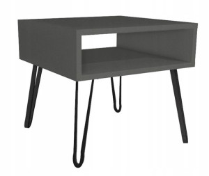 Stolik kawowy szary GLAMOUR nogi czarne 50x50cm LOFT