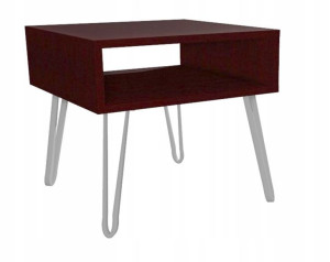 Stolik kawowy wenge GLAMOUR nogi srebrne 50x50cm LOFT