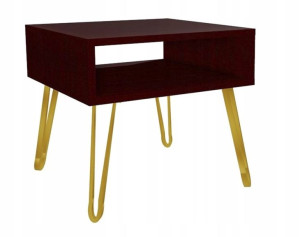 Stolik kawowy wenge GLAMOUR nogi złote 50x50cm LOFT