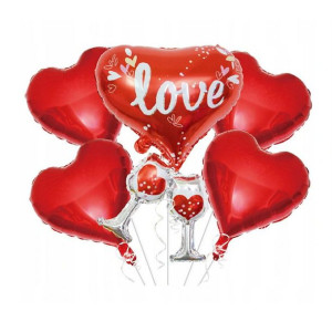 Zestaw Love Serca Kieliszki 5 Szt Walentynki