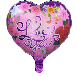 Balon Serce 18 " I Love You Walentynki Fiolet