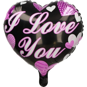 Balon Serce 18 " I Love You Walentynki Czarne