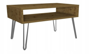 Stolik kawowy dąb artisan GLAMOUR nogi srebrne 80x45cm LOFT