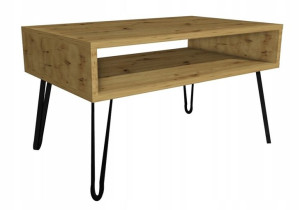 Stolik kawowy dąb artisan GLAMOUR nogi czarne 80x45cm LOFT
