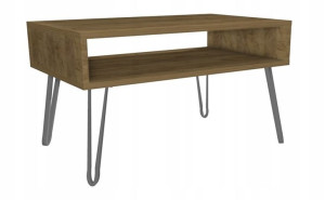Stolik kawowy dąb craft GLAMOUR nogi srebrne 80x45cm LOFT